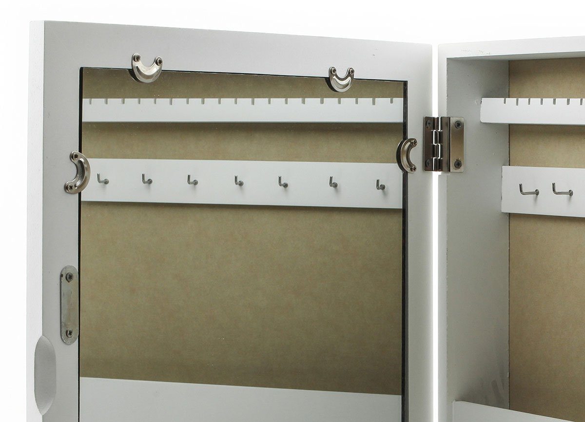 Levandeo® Schmuckkasten, Schmuckkasten Bilderrahmen Spiegel weiß Schmuckschrank Holz 5