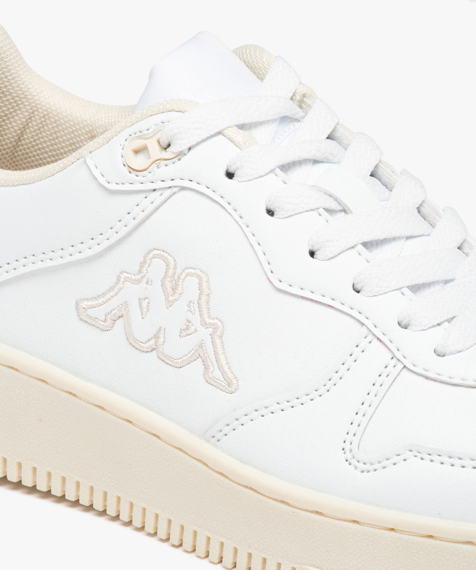 Baskets femme unies style rétro à lacets - Kappa blanc | GEMO