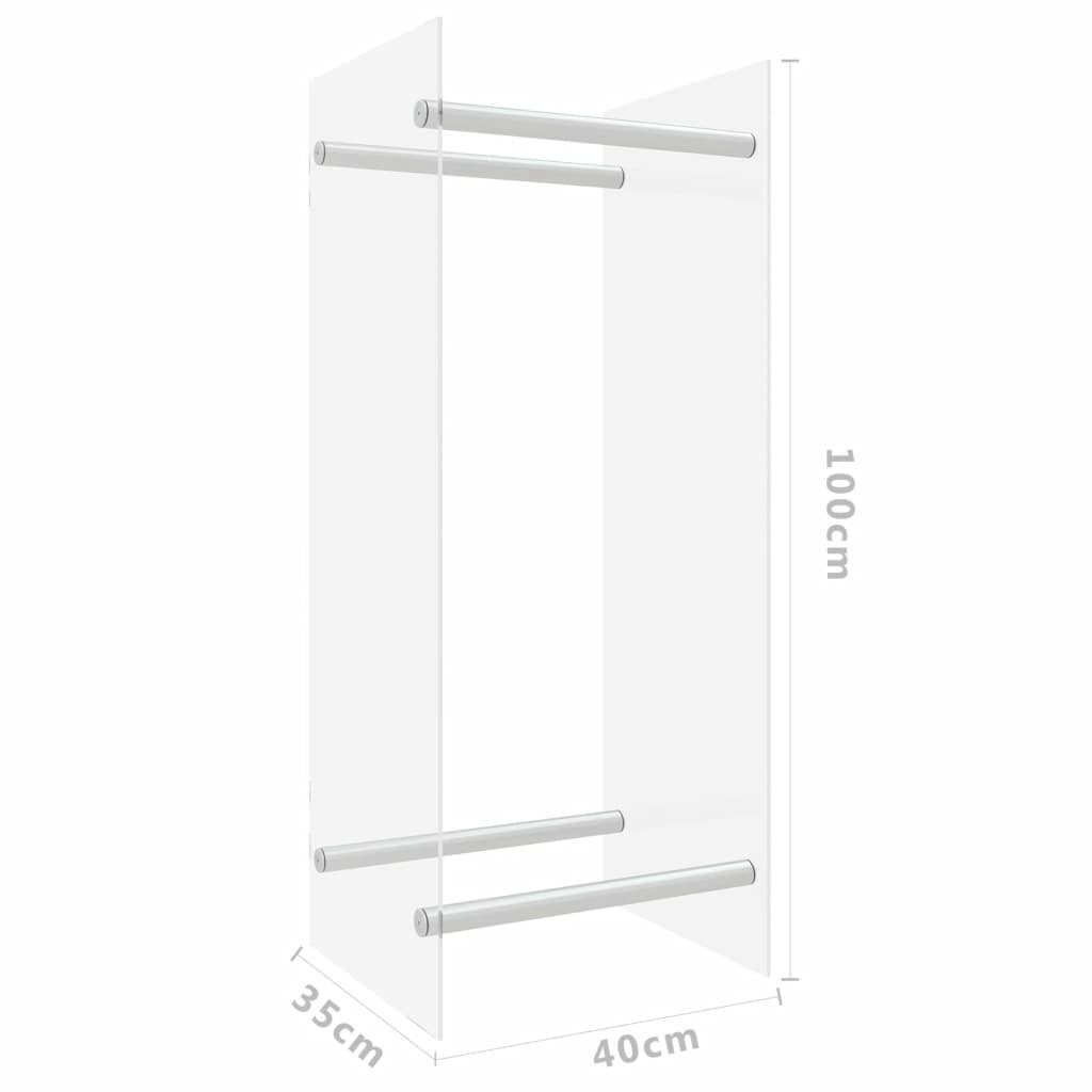 vidaXL Kaminholzregal Brennholzregal Transparent 40x35x100 cm Hartglas, BxTxH:40x35x100 cm