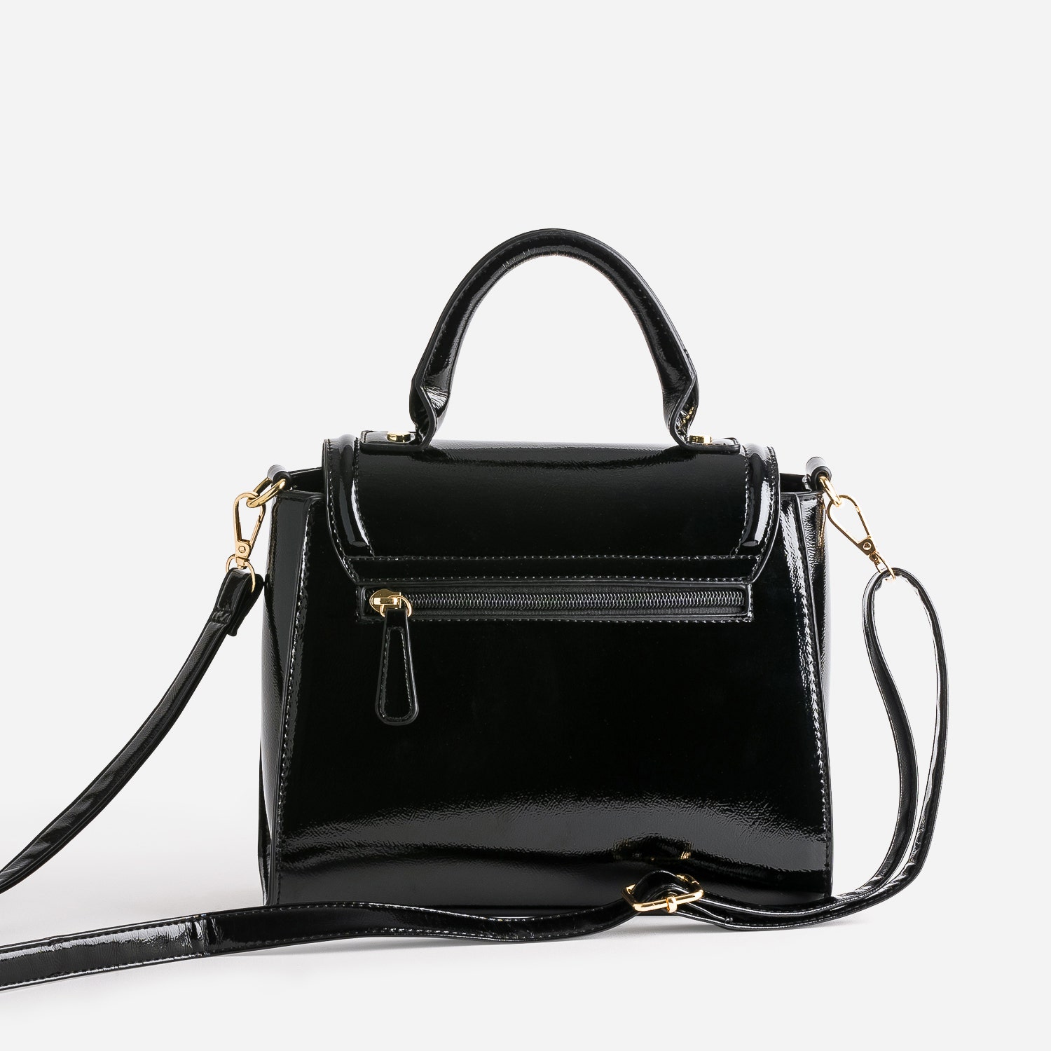 Sac à main noir avec anneaux