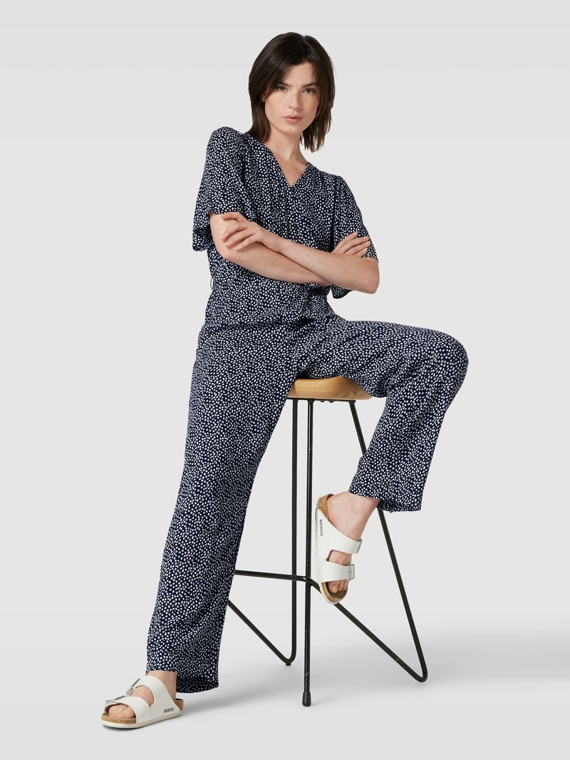 Jumpsuit aus reiner Viskose mit Bindegürtel Modell 'Marrakech' in marineblau