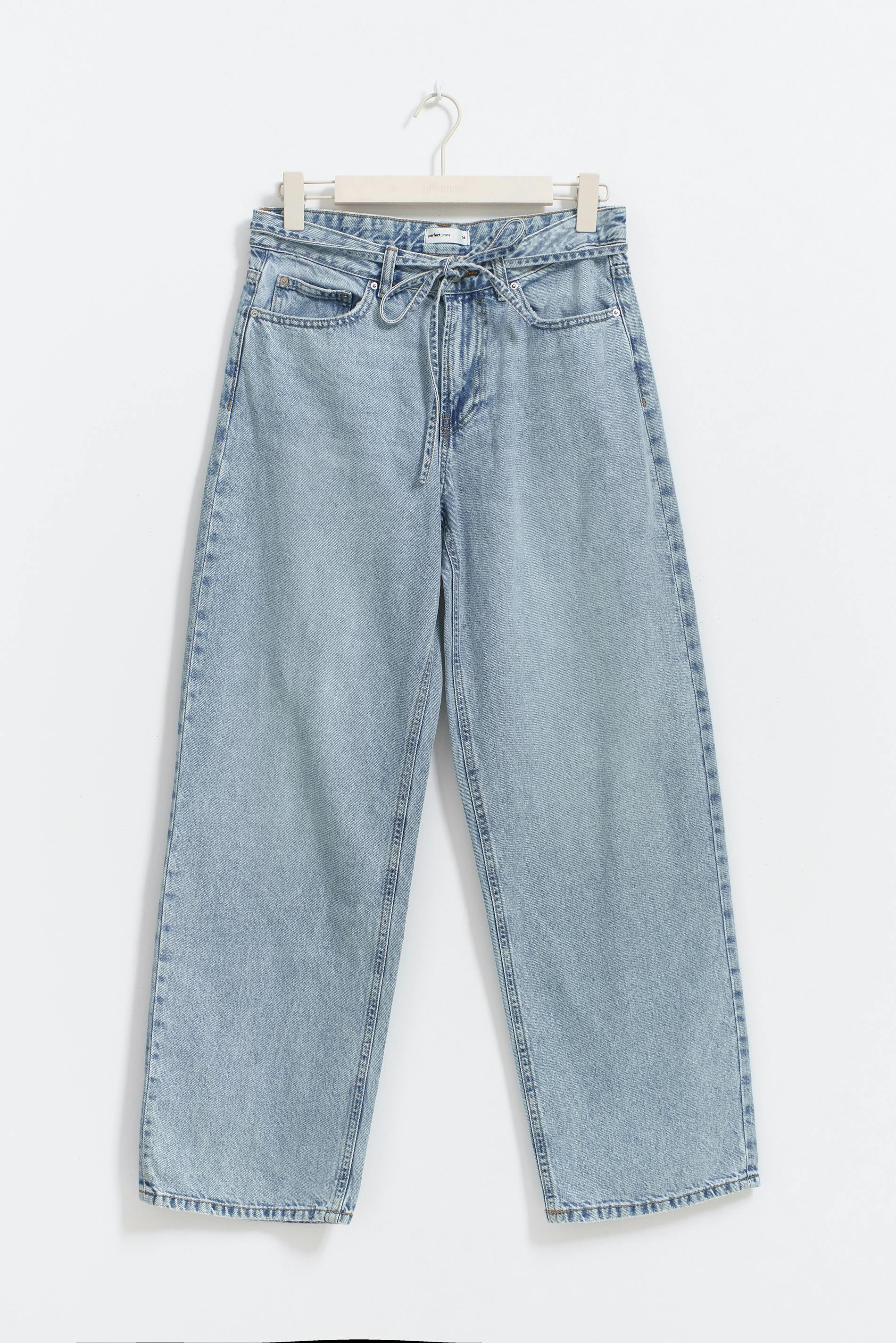 Tie waist baggy jeans