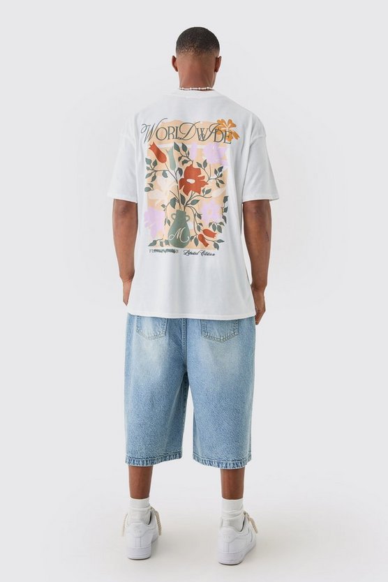 Oversize T-Shirt mit floralem Worldwide Print