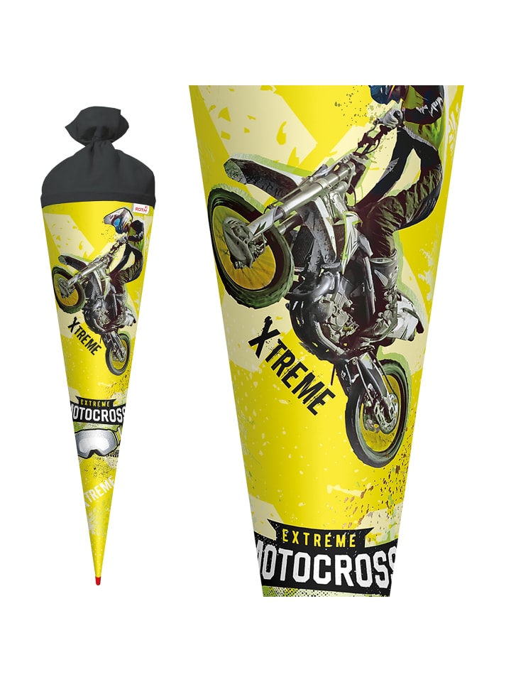 ROTH Schultüte groß Extreme Motocross 70 cm, Glanzfolie in Gelb günstig kaufen onesize