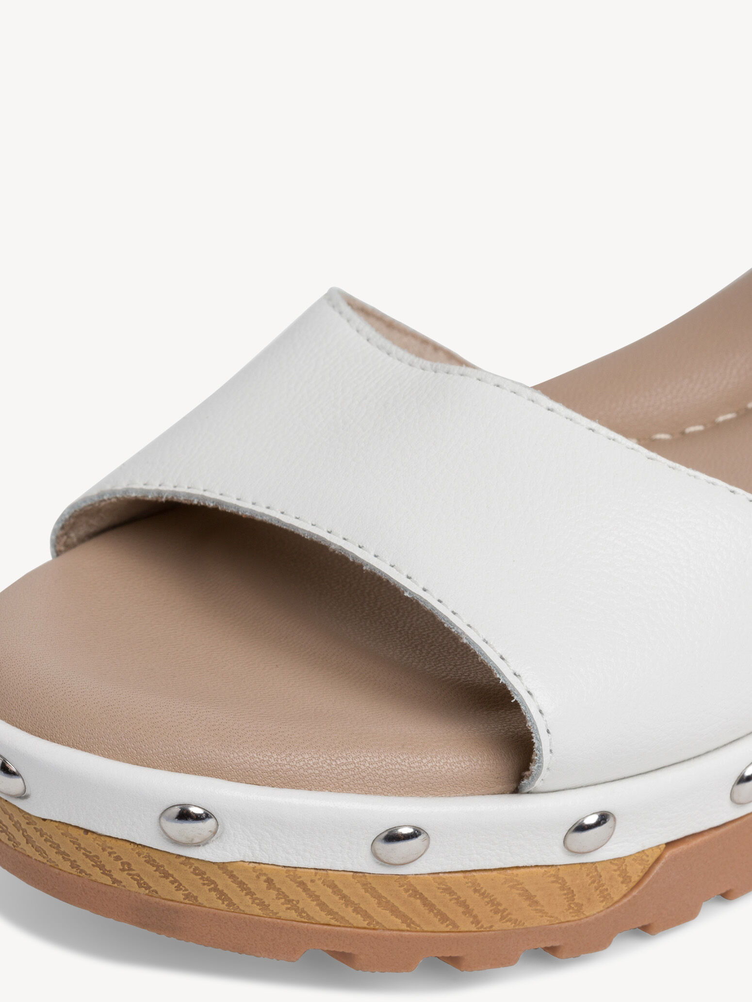 Sandale à talon en cuir - blanc