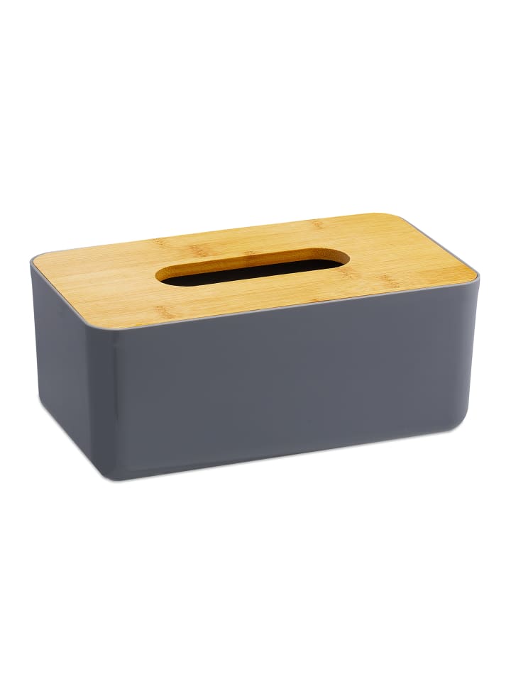 relaxdays Taschentuchbox in Grau/Natur günstig kaufen onesize