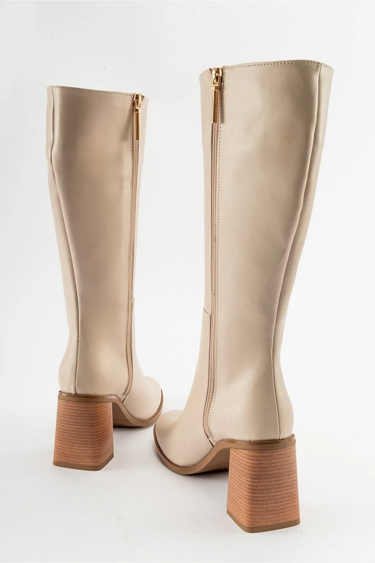 LuviShoes  MARANTA Beige Skin Damen-Stiefel mit Absatz