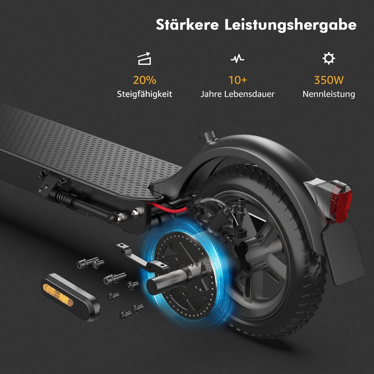 oyajia E-Scooter ELEKTROSCOOTER mit Straßenzulassung ABE 350W E-Scooter Elektroroller, 20,00 km/h, E-Roller Belastung bis 120kg, 30 km Reichweite, Duales Bremssystem