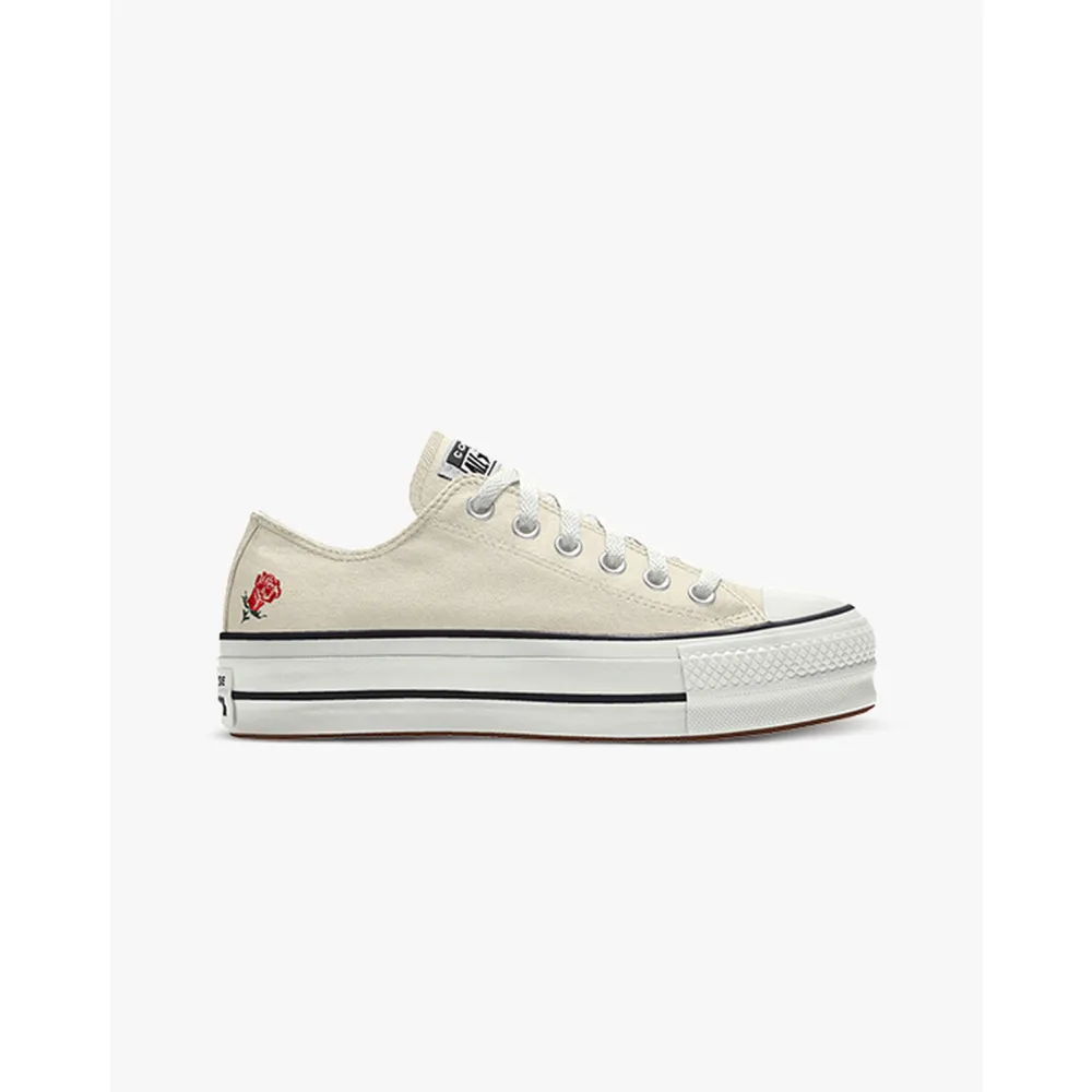 Converse Custom Chuck Taylor All Star Lift Platform Embroidery By You A03767CHO23_EGRET_ROSE_GR / weiss