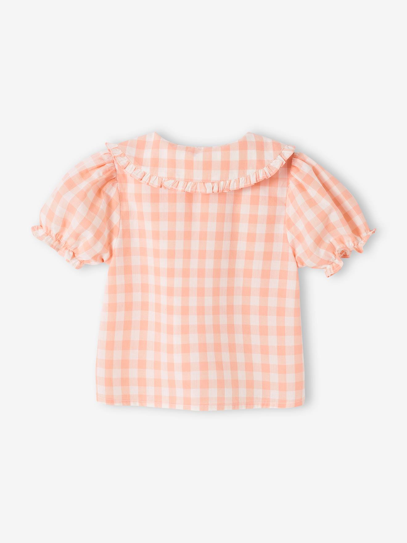 Vertbaudet Kurzärmelige Mädchen Baby Bluse - rosa kariert