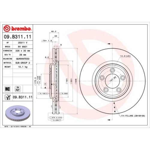 09.B311.11 BREMSSCHEIBE BREMBO VA  VP1 - ATU