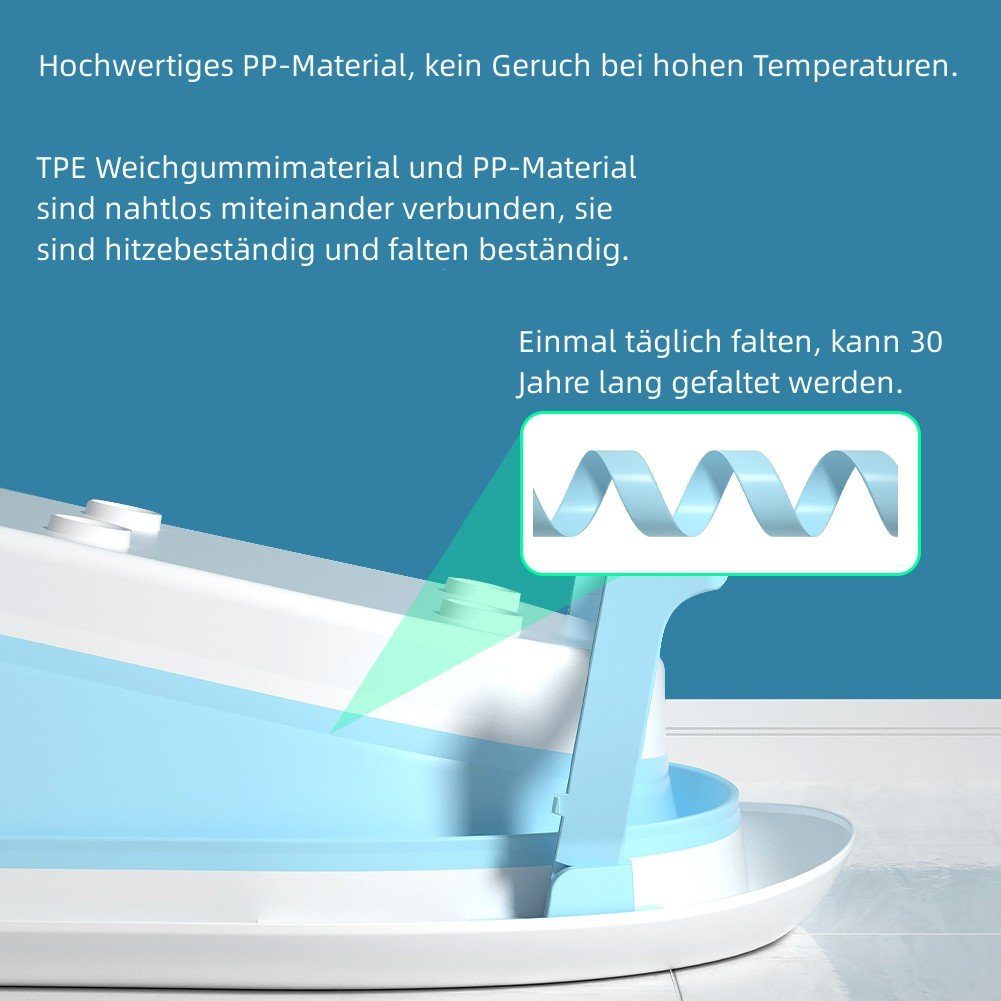DAKYAM Babybadewanne Badewanne Babywanne faltbar mit verstellbarer Netz–Matratze blau/rosa