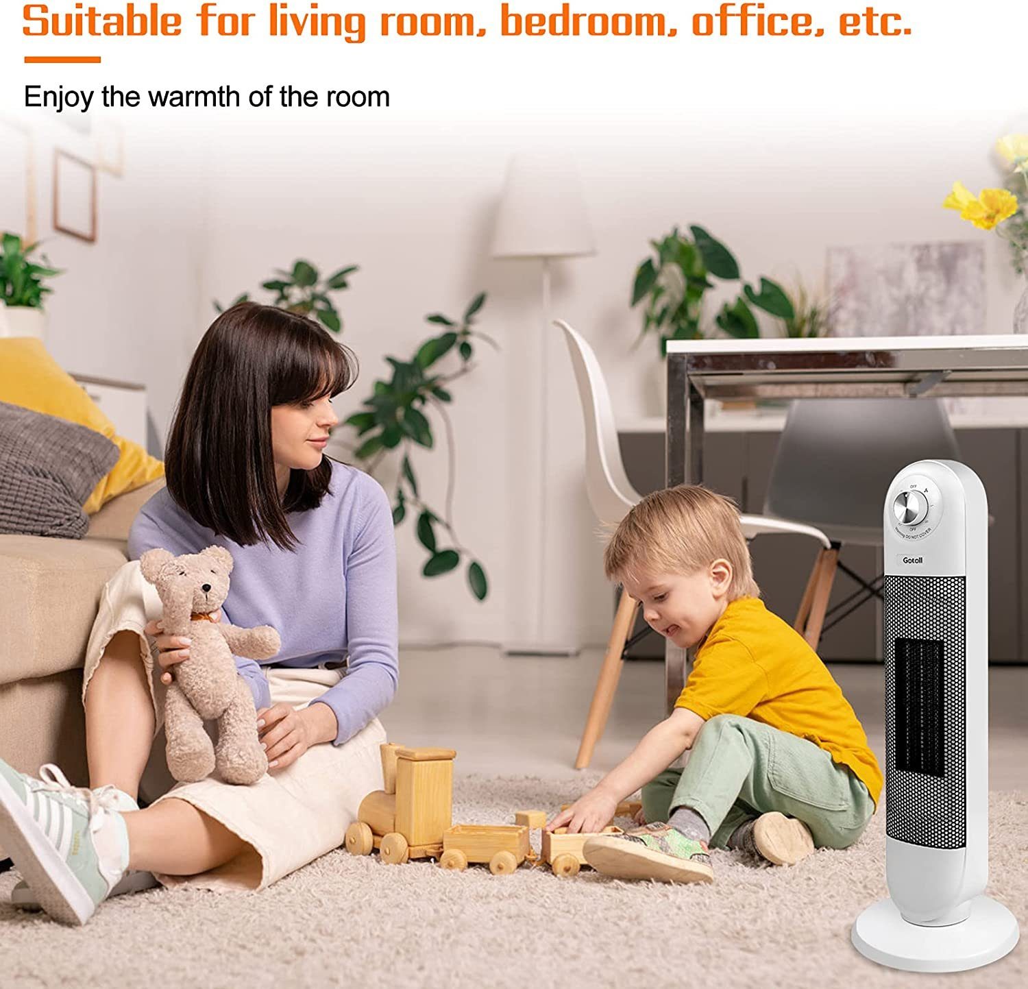 Gotoll Heizlüfter GL2001, 2000w Heizgerät Keramikheizgerät,Turmheizlüfter, Heater