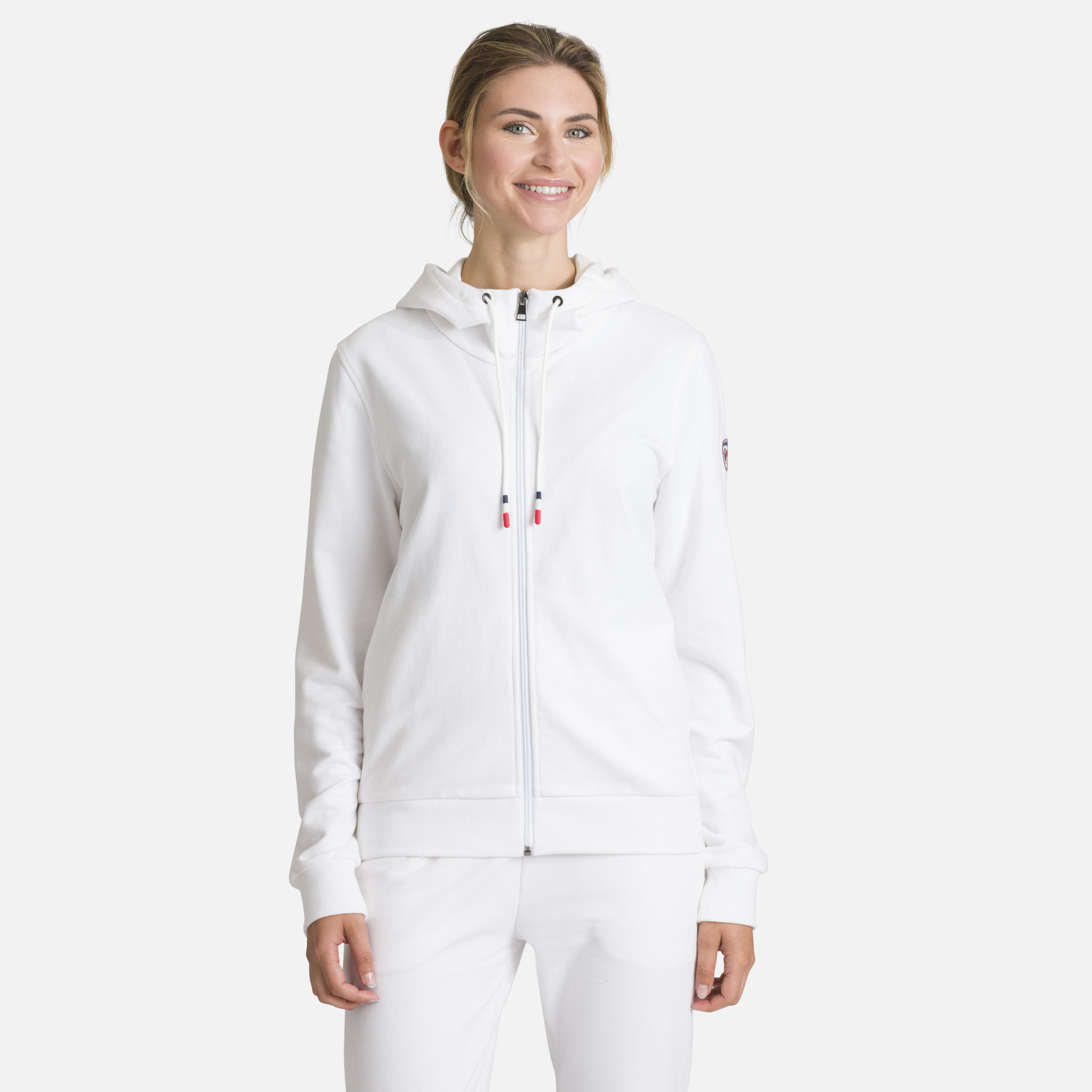 Sweat en coton à capuche zippé Logo Femme