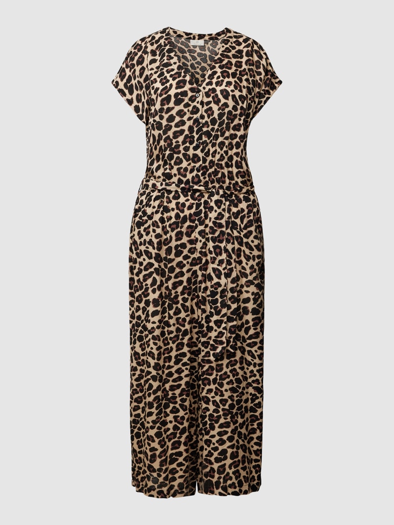 Jumpsuit mit Animal-Print Modell 'Marta' in schwarz