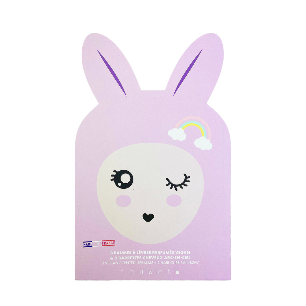 Inuwet Coffret Bunny Box 3 baumes & accessoires Baume à lèvres Naturel & Vegan