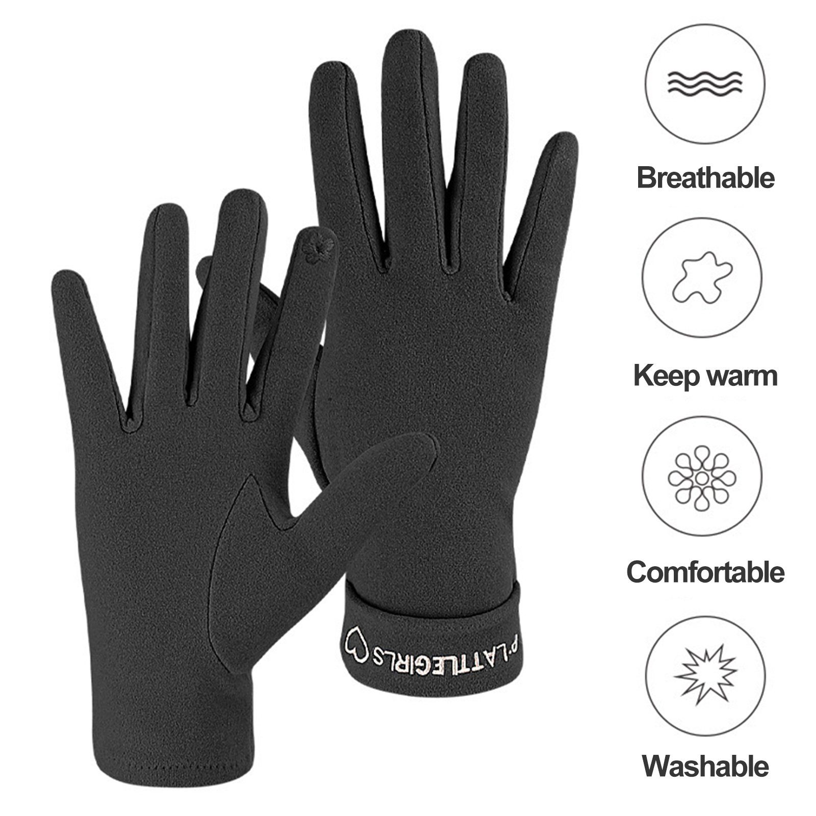 Rutaqian Strickhandschuhe 1 Paar Damen Winter Touchscreen Handschuhe Warm Fleece Gefüttert Warme Fingerhandschuhe für Damen Sport