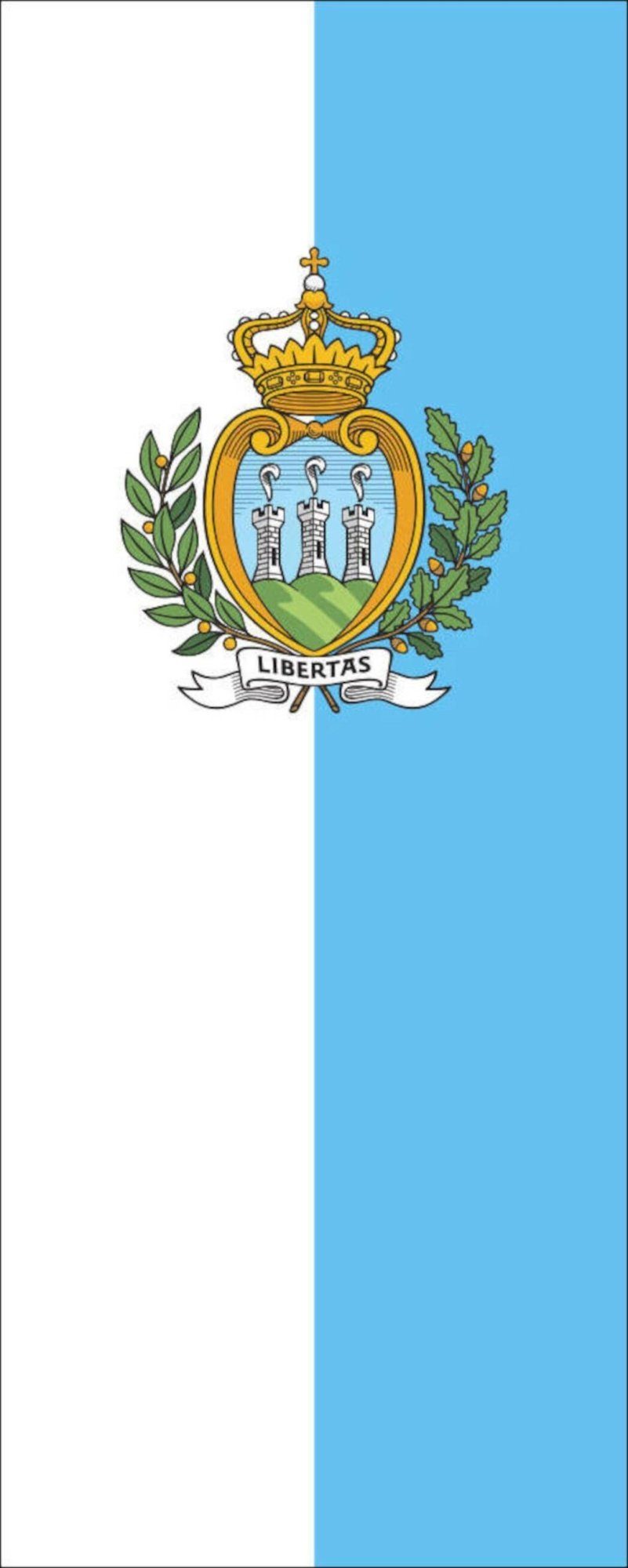 flaggenmeer Flagge Flagge San Marino mit Wappen 110 g/m² Hochformat
