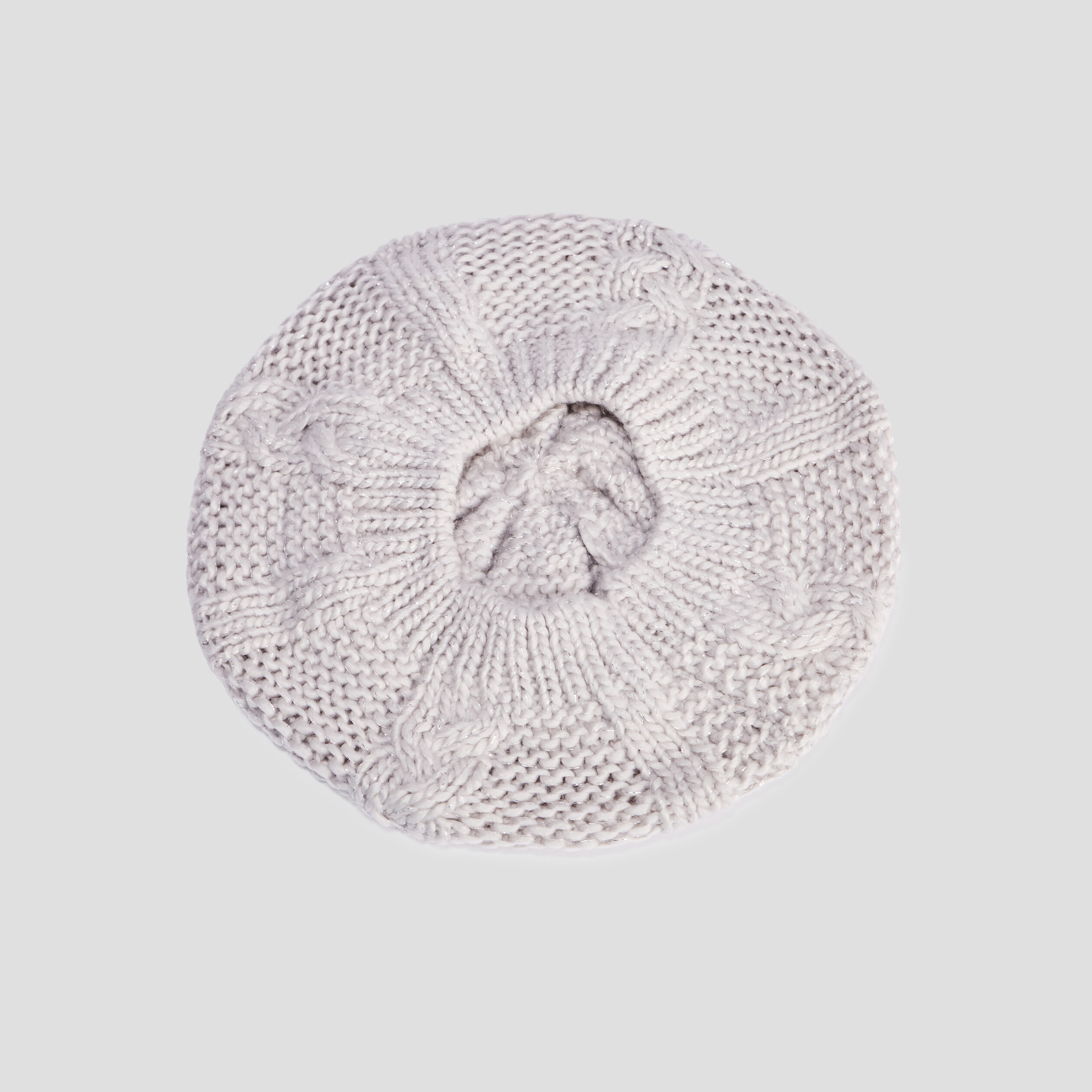 Béret tricoté avec torsades gris clair femme | La Halle