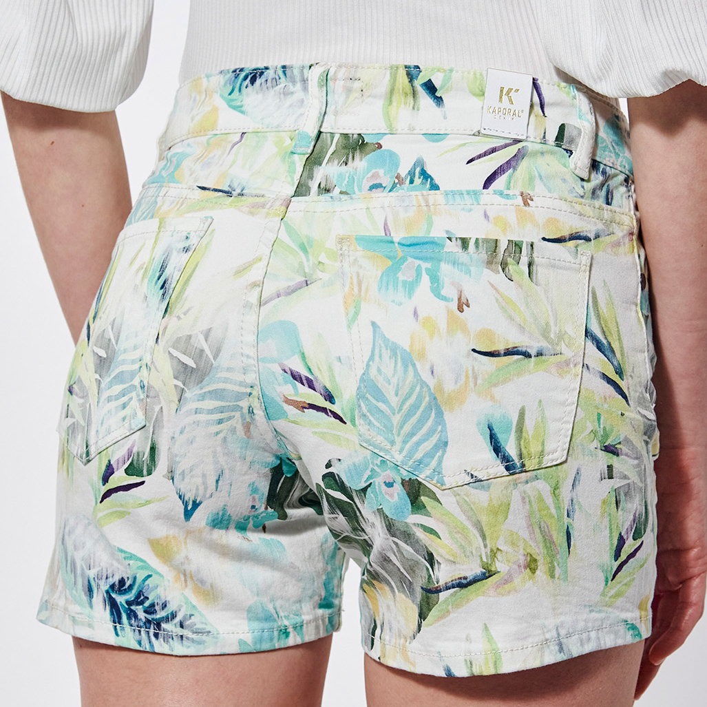 LUCA  Short slim Femme imprimé tropical