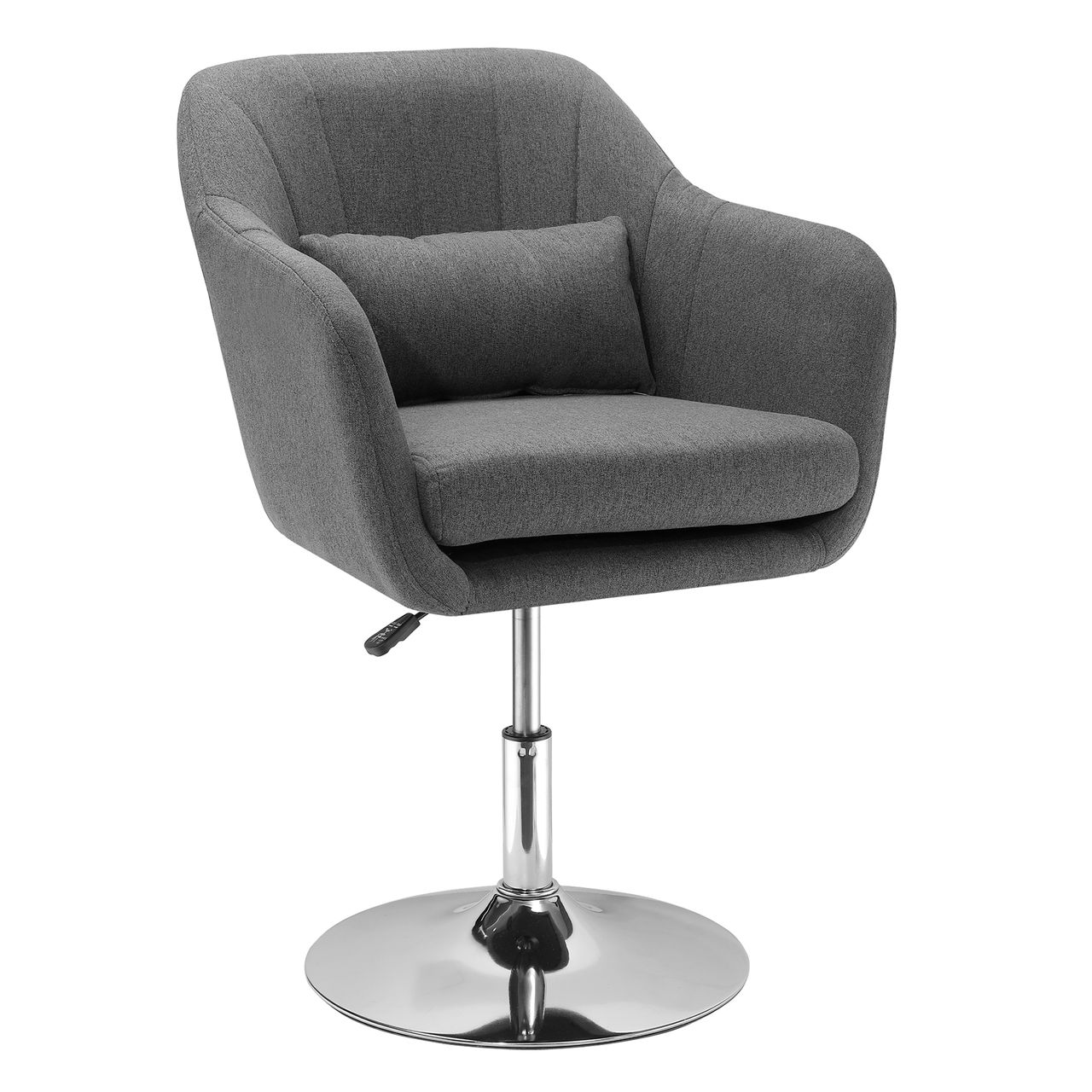 HOMCOM Arbeitshocker Drehhocker Drehstuhl Bürostuhl höhenverstellbar, leinenartiges Polyester, Stahl, Dunkelgrau, 57 x 57 x 77,5-87 cm