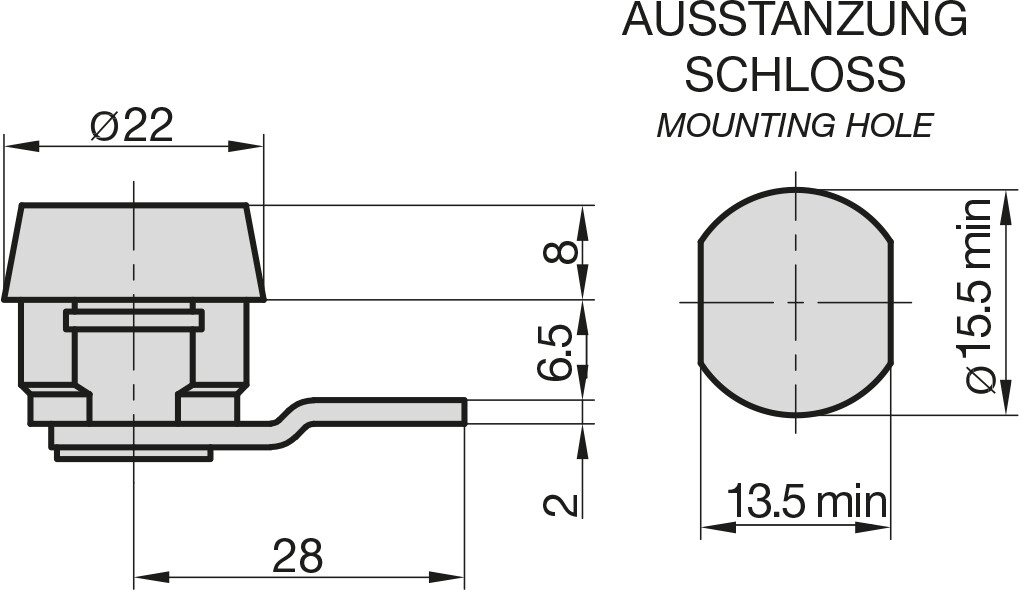 Basi Hebelschloss - HS 332 - Verschiedenschließend - für BASI Briefkästen - mit Klammer
