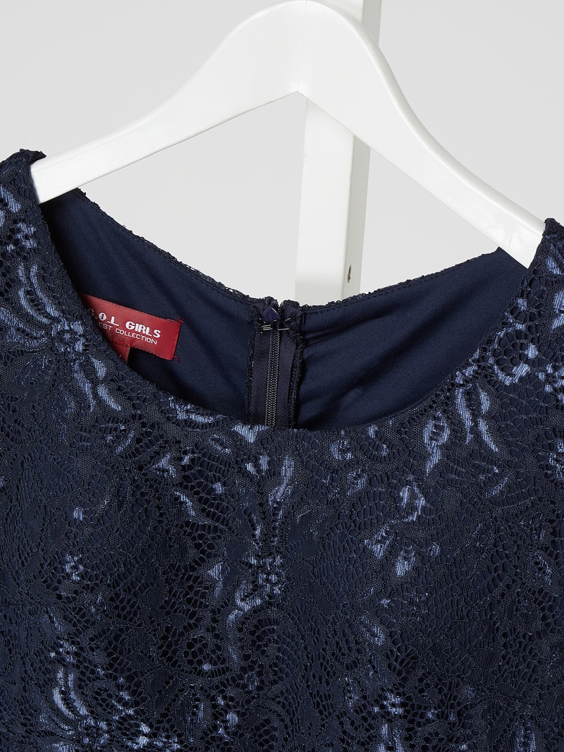 Kleid mit Spitze in marineblau
