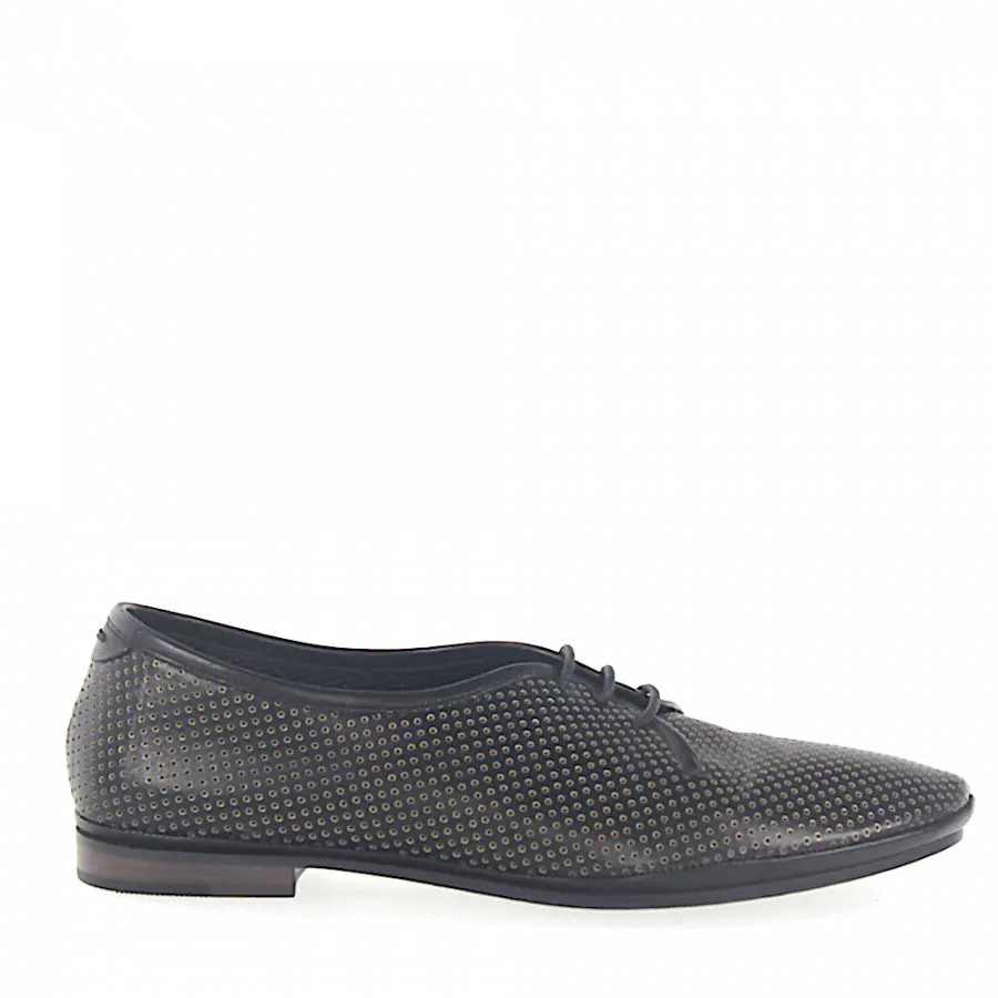 Truman's - Schnürschuhe 8100 Kalbsleder Lochmuster gold schwarz - schwarz