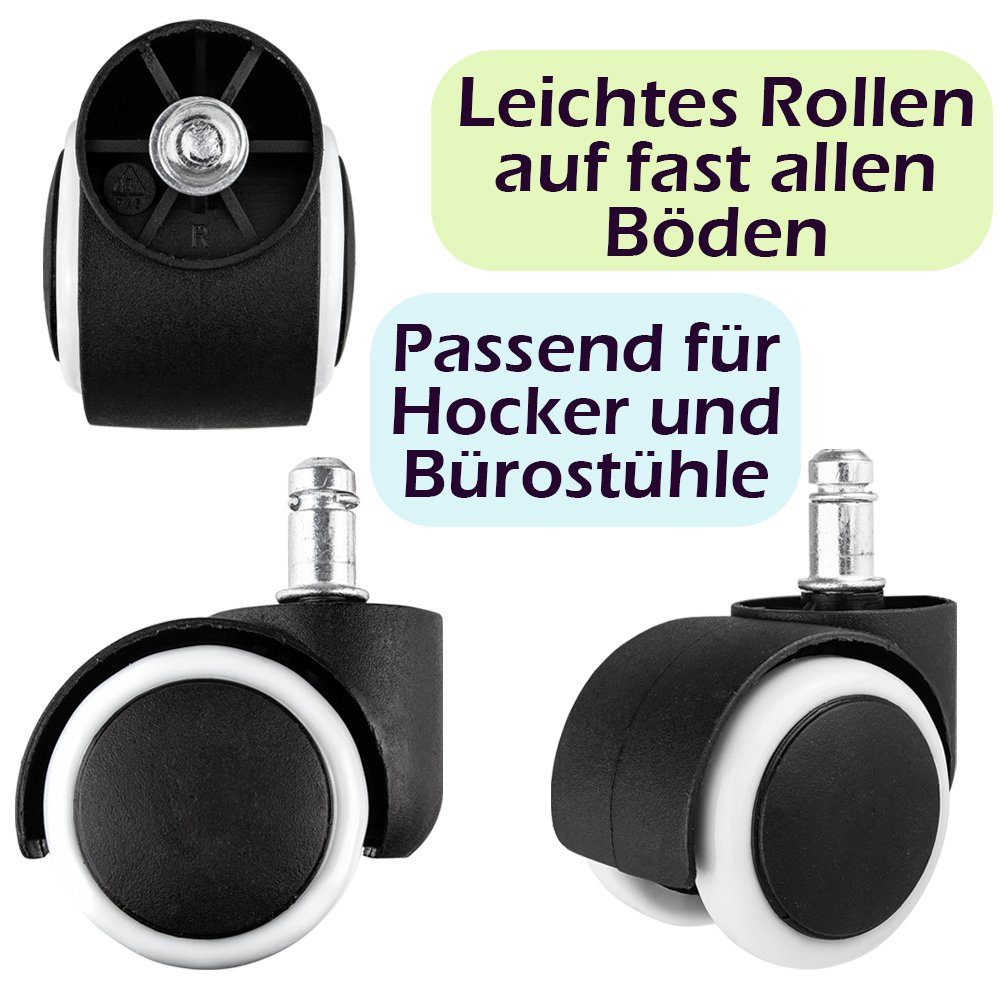 Kingpower Stuhlrolle Bürostuhl Rollen für Hocker Drehstuhl Schreibtischstuhl Ersatzrollen