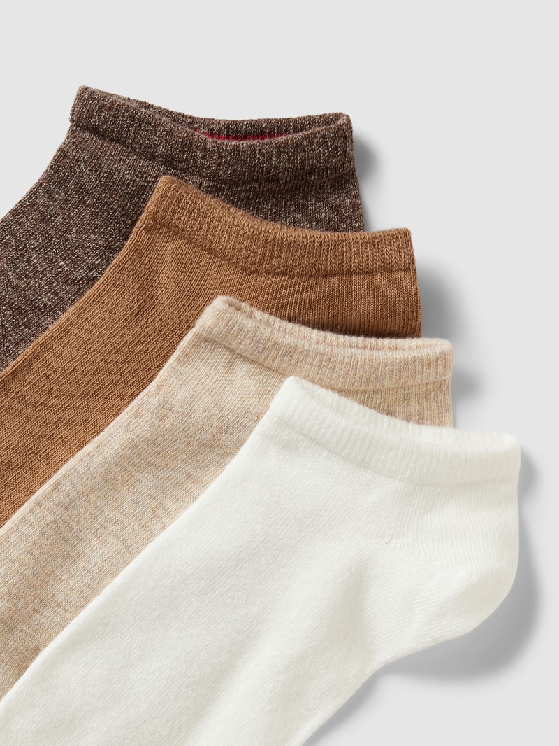 Sneakersocken mit Label-Print im 4er-Pack in sand