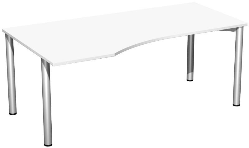 4 Fuß Flex PC-Schreibtisch links feste Höhe, 1800x1000x720, Weiß/Silber