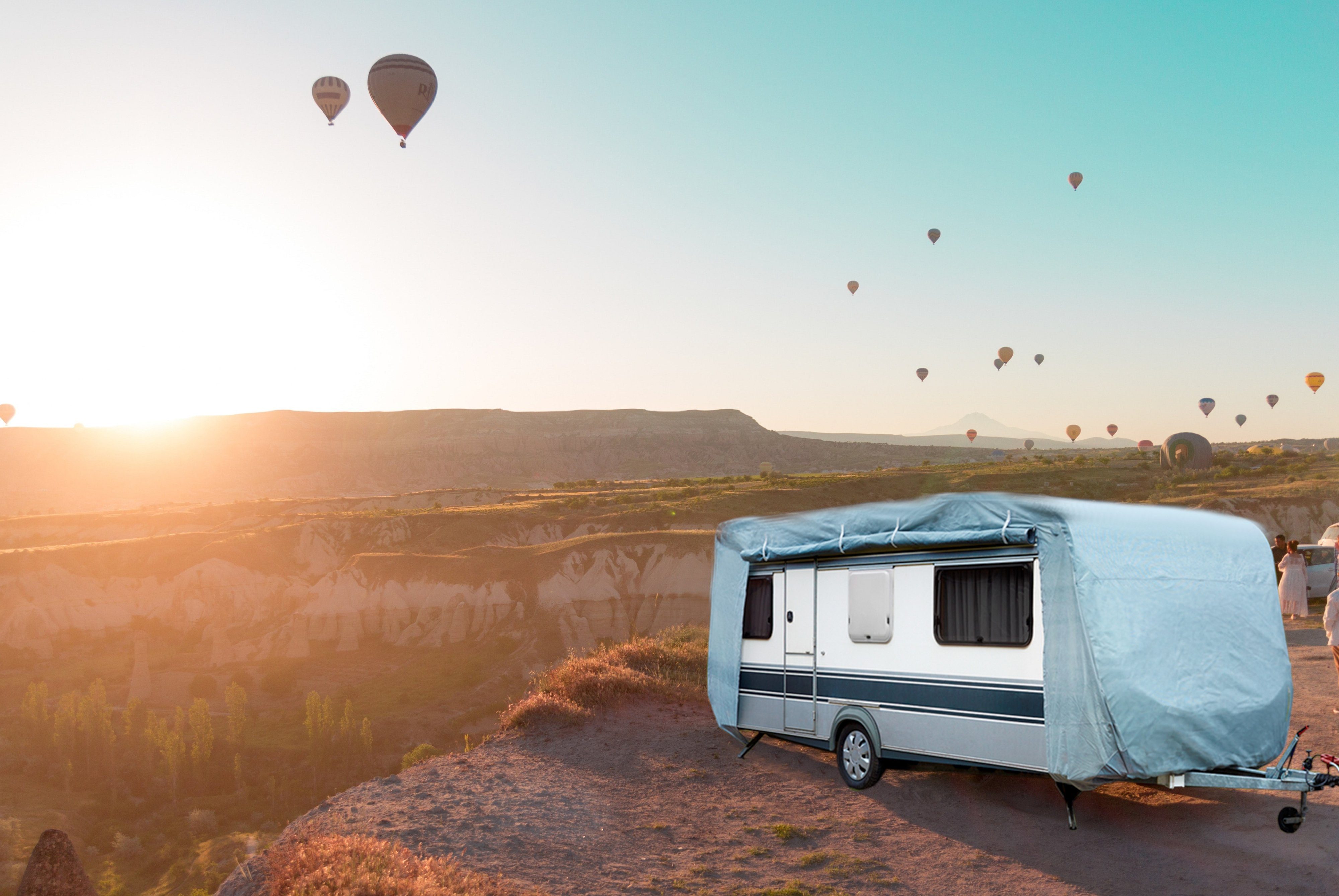 Green Yard Wohnwagenschutzhülle Wohnwagenschutzhülle Wohnwagen Abdeckplane Caravan Cover M 550x250x220 (1 Stück, Inkl. Tragetasche), UV-beständig, schimmelresistent und reißfest