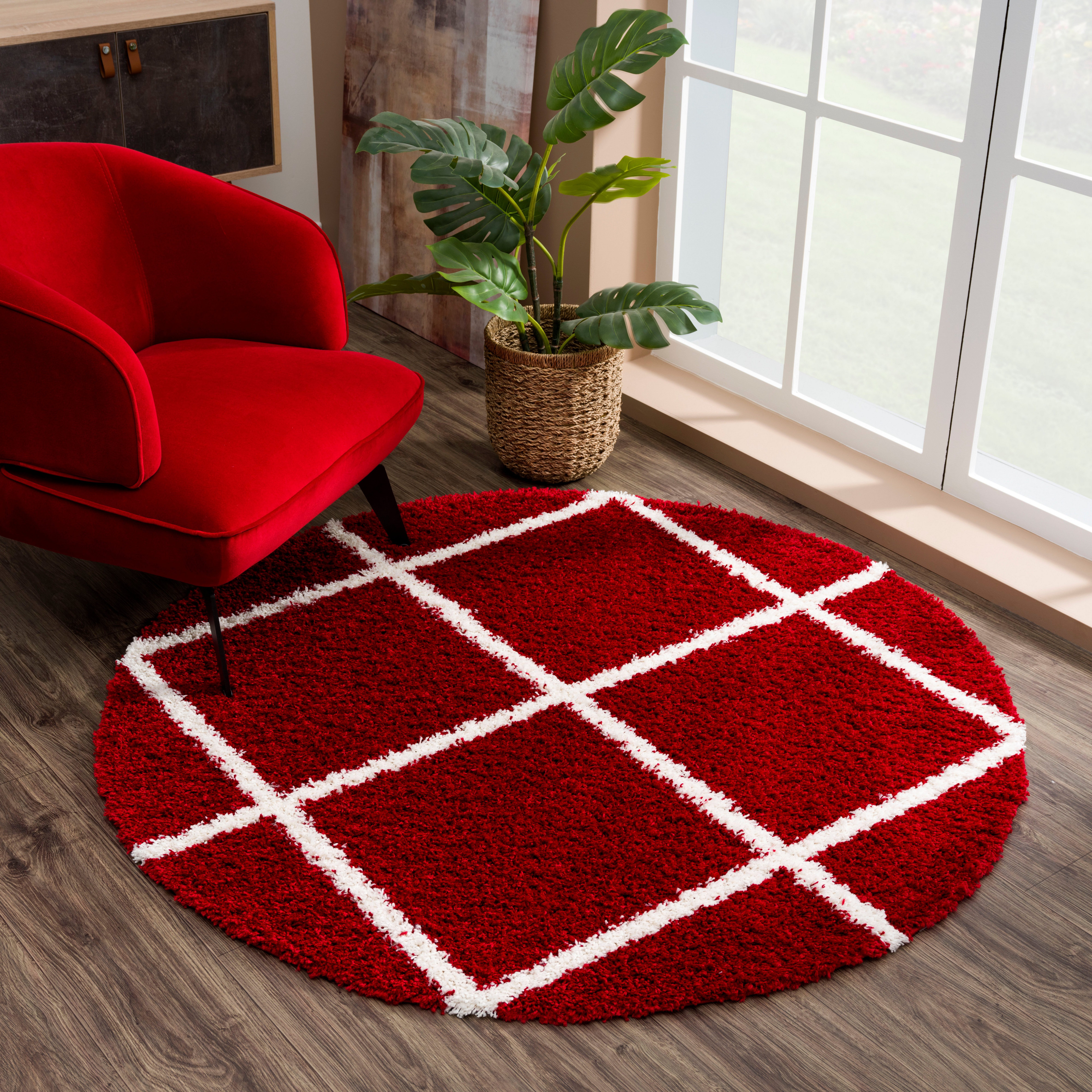 Hochflor-Teppich Madrid, Sanat, rund, Höhe: 30 mm, Wohnzimmer, Langflor, Shaggy Teppich