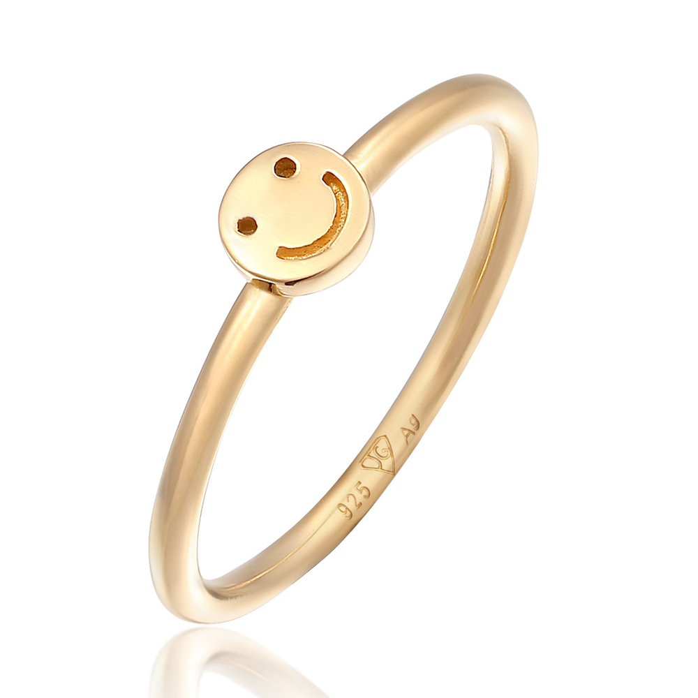 Elli Elli Bague Femmes Tendance Smile Emoji Pinky en argent Sterling 925 Bague