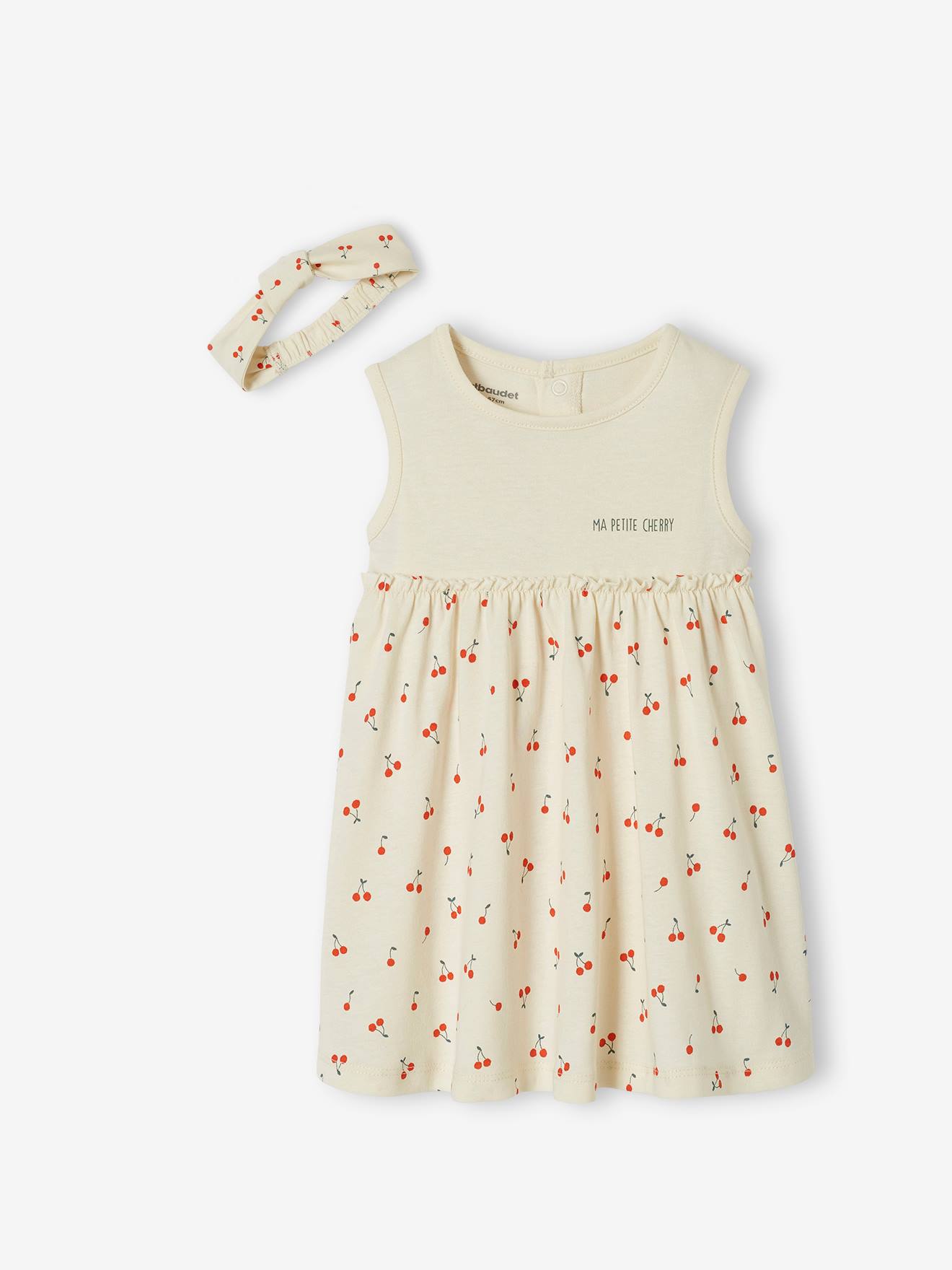 Vertbaudet Kleid mit Haarband für Mädchen Baby - wollweiß
