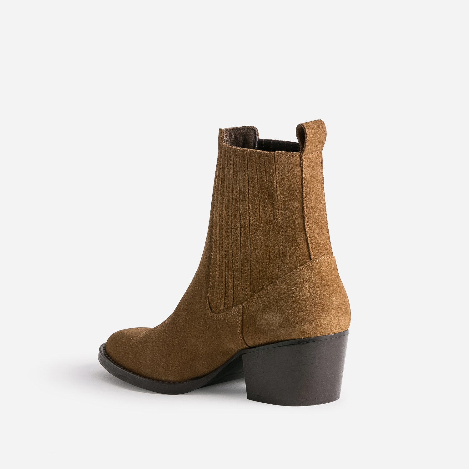 Chelsea boots santiags camel éco-conçu en cuir velours