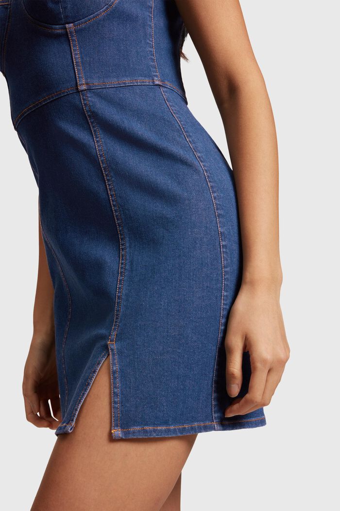 KÖRPERFORMENDES 4-Wege-Stretch-Denim Bustierkleid