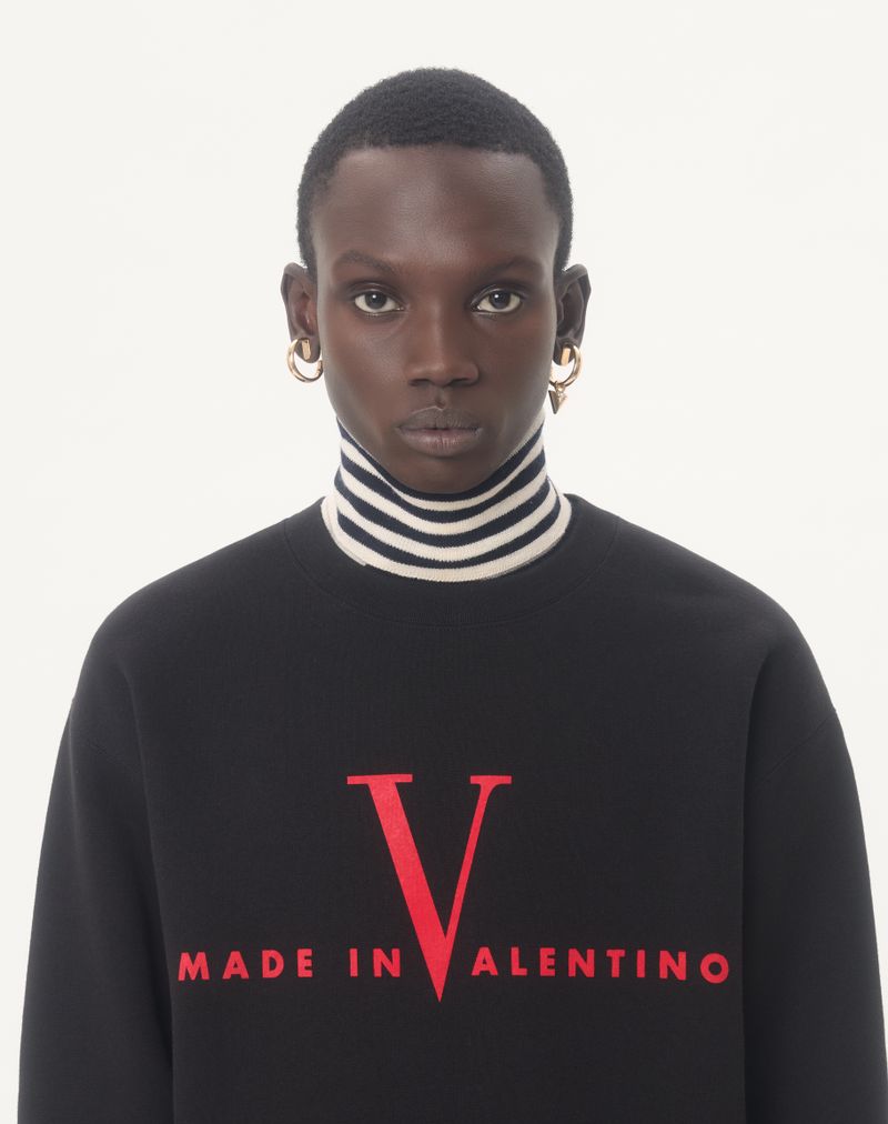 Valentino sweatshirt med rund hals og print i bomuld med Made In Valentino-print