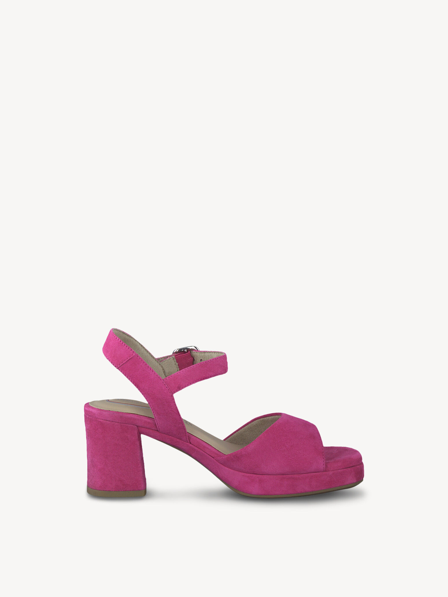 Sandale à talon en cuir - rose fuchsia