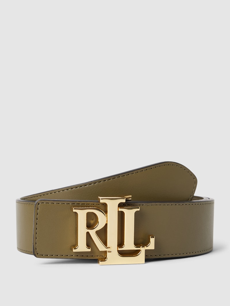 Ledergürtel mit Pinschließe in metallic Modell 'REV' in olivgrün