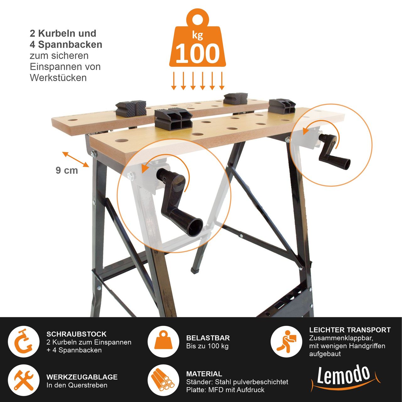 Lemodo Werkbank und Spanntisch, klappbar