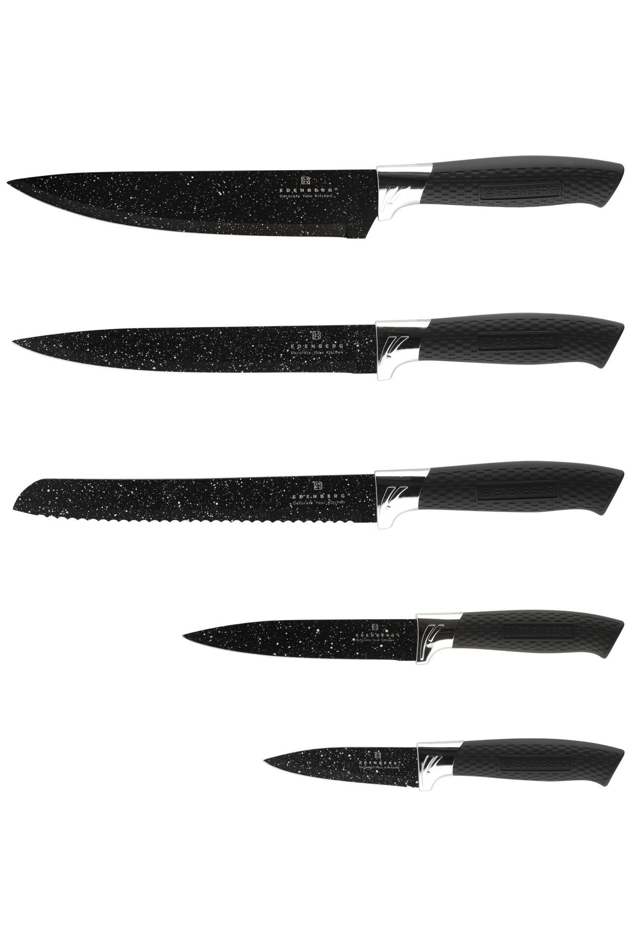 Edenberg Messer-Set Modernes schwarzes Messerset mit Block, Messerblock (6-tlg., Zeitloses Design des Topfsets. Eine ideale Geschenkidee)