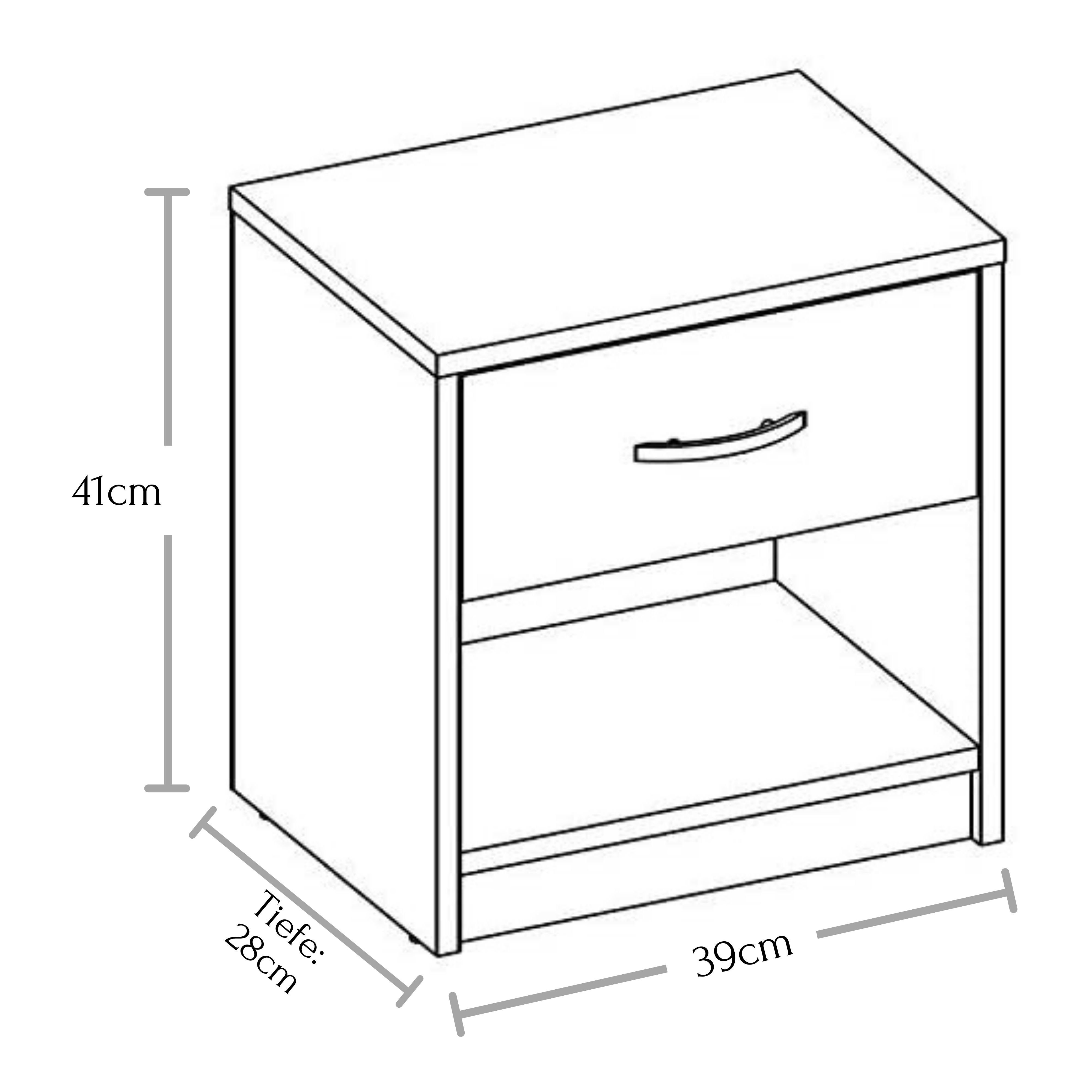 möbelando Nachtkommode Bettine, Nachttisch Graphit - Schlichter Nachtschrank mit einer Schublade passend zu jedem Bett & Schlafzimmer - 39 x 41 x 28 cm (B/H/T)