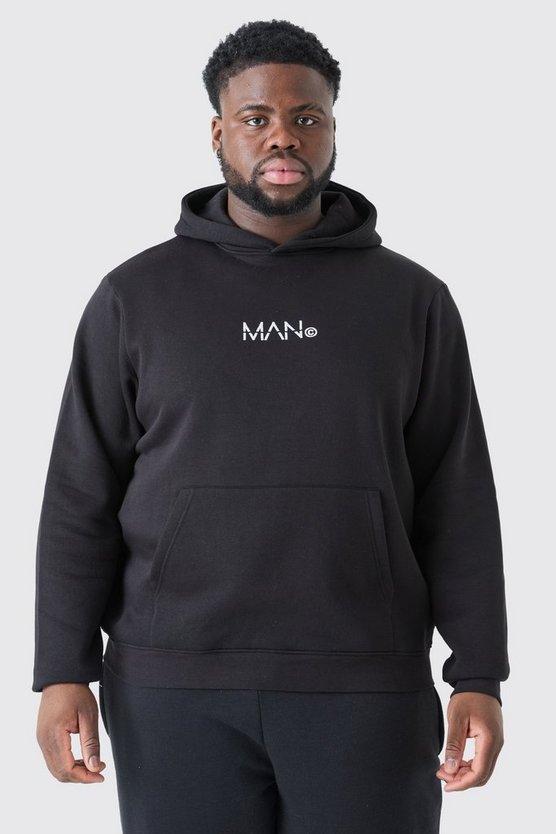 Plus Man-Dash Hoodie in Schwarz