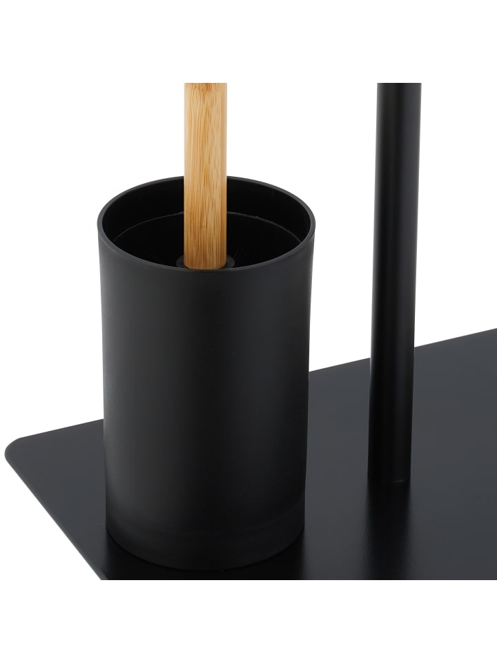 relaxdays WC Garnitur in Schwarz/ Natur - (B)30 x (H)66,5 x (T)20 cm günstig kaufen onesize
