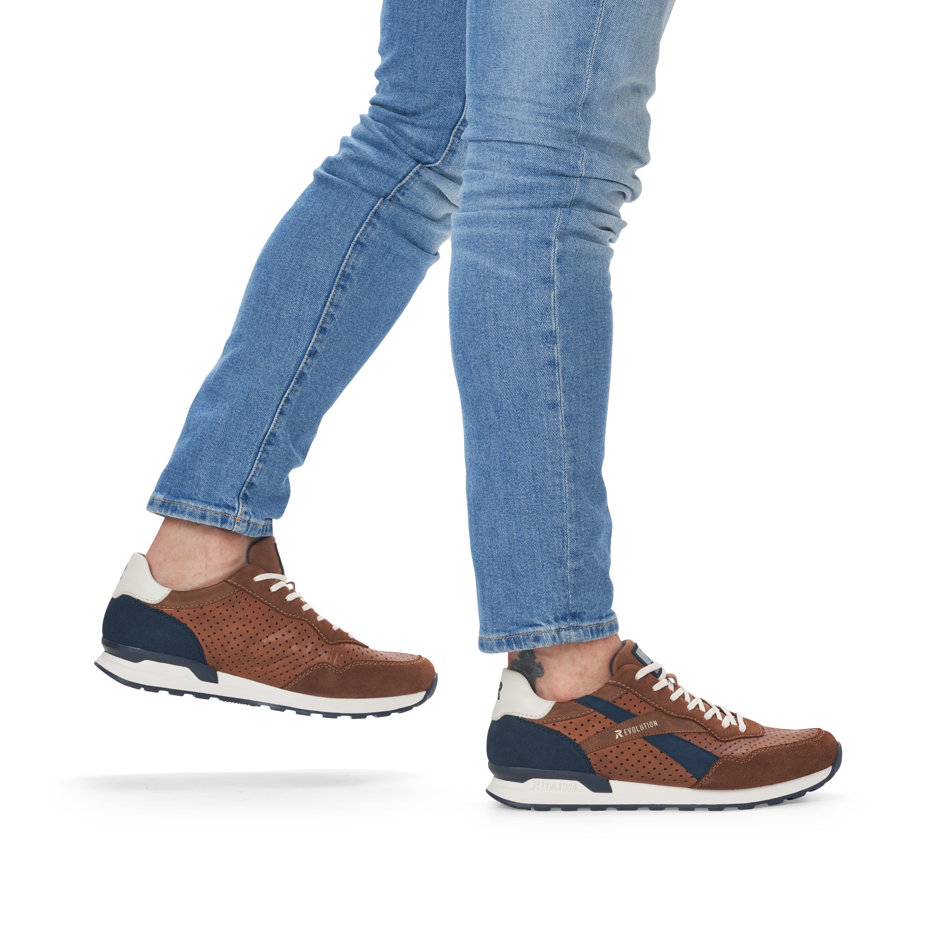 Rieker Herren Sneaker Low nut-brown ocean-blue