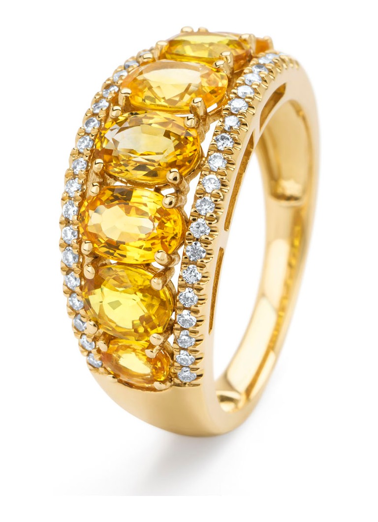 Diamond Point Yellow gold ring, 3.08 ct yellow sapphire, Eden