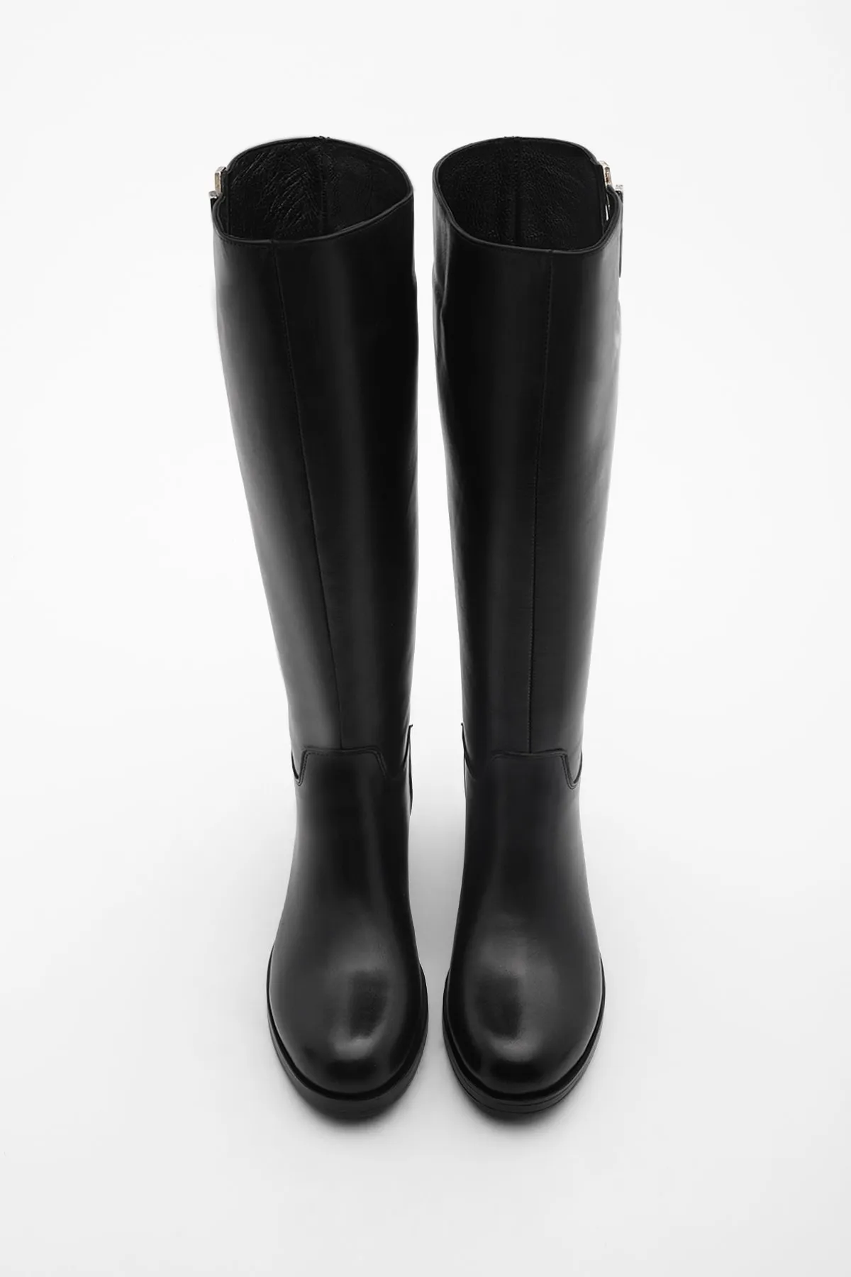 Marjin  Damen-Stiefel aus echtem Leder mit Absatz über dem Knie Zekna schwarz
