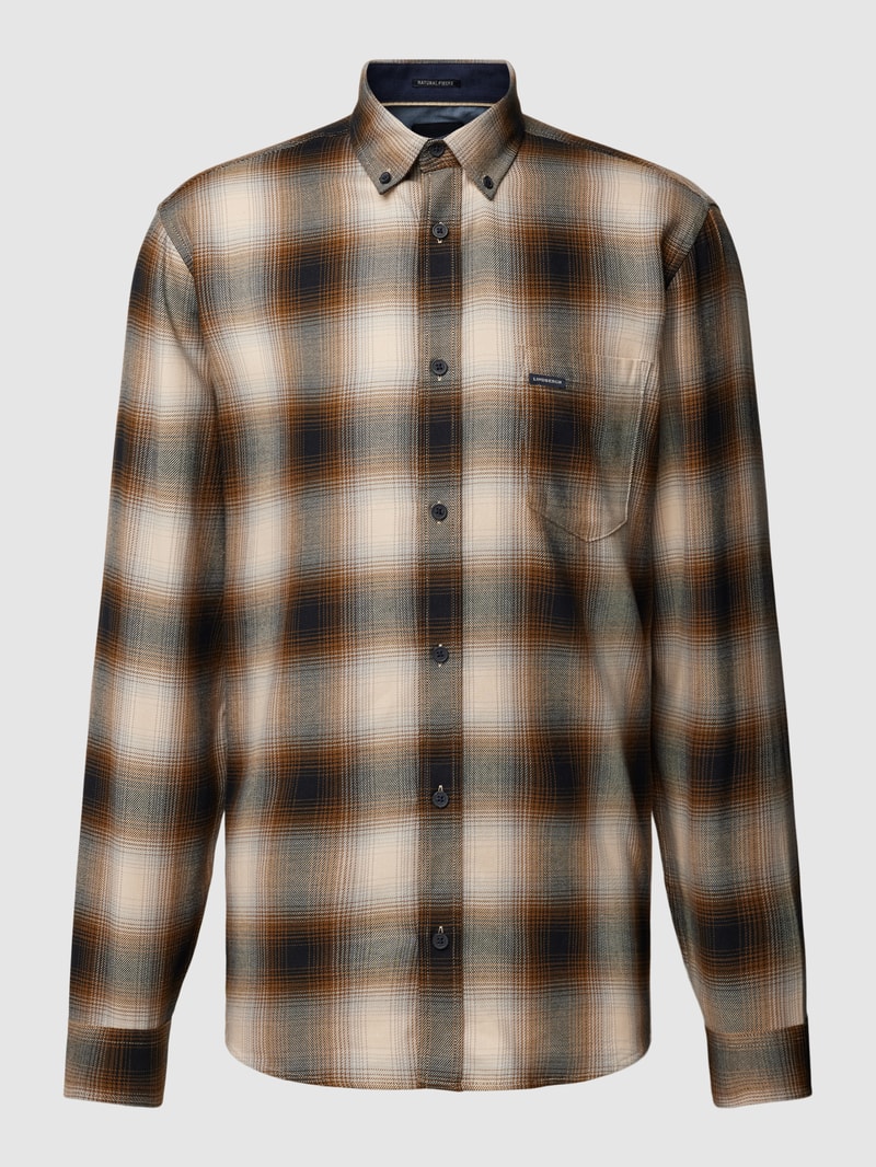 Freizeithemd mit Button-Down-Kragen in hellbraun
