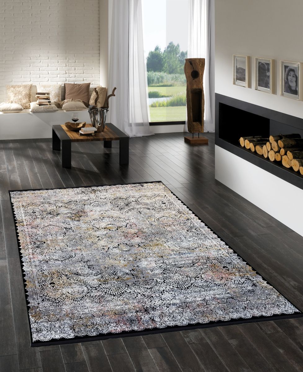 Webteppich Assan Schwarz 120 x 170 cm